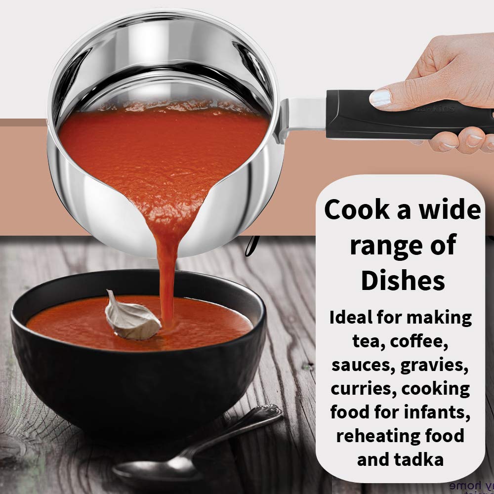 Hawkins 1 Litre Tpan, Stainless Steel Tea Pan, Induction Sauce Pan, Chai Pan, Small Pan, Silver (SST10) - Premium Sauce/Tea Pan from Hawkins - Just Rs. 833! Shop now at Surana Sons