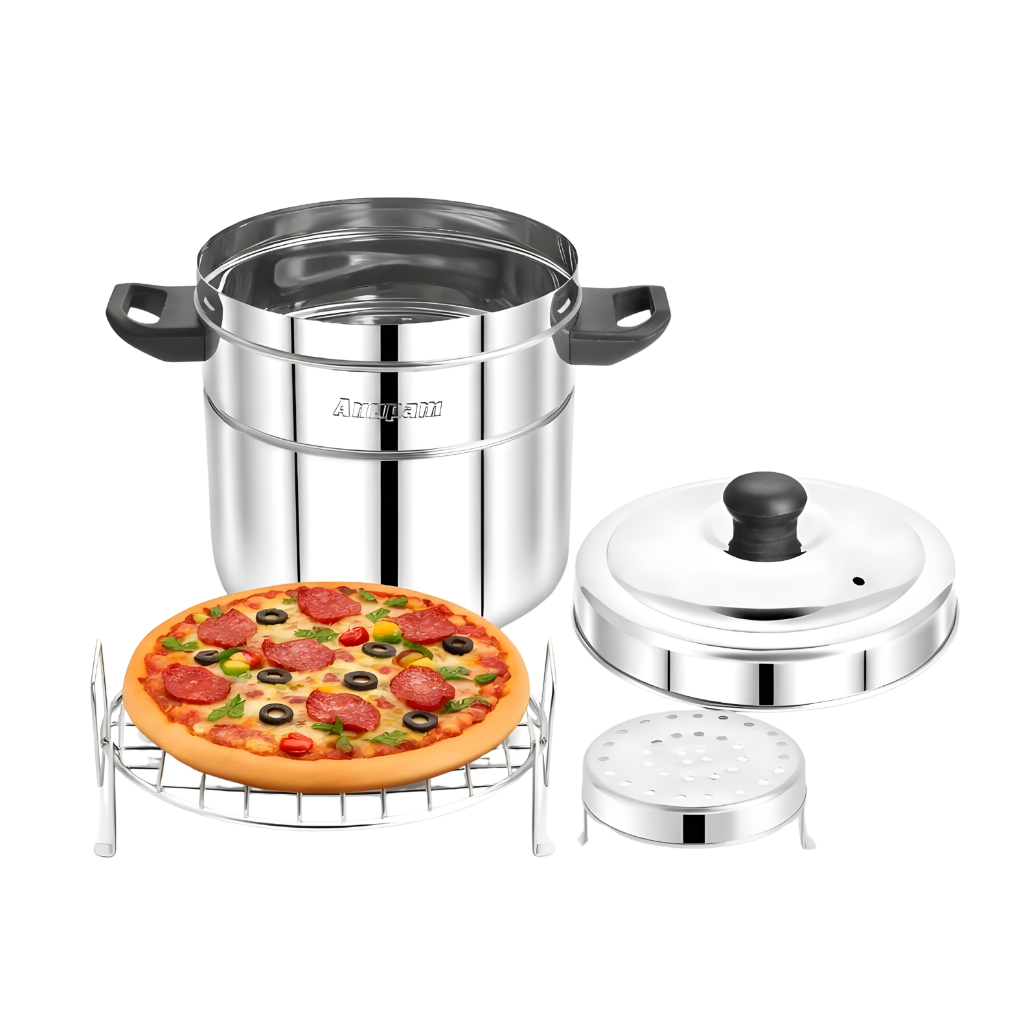 ANUPAM Stainless Steel Multipurpose Gas Tandoor | Bati Maker, Pizza Maker & Roti Cooker |