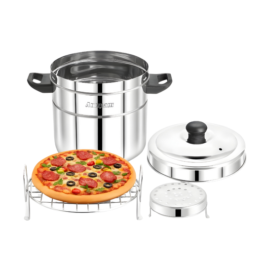 ANUPAM Stainless Steel Multipurpose Gas Tandoor | Bati Maker, Pizza Maker & Roti Cooker |