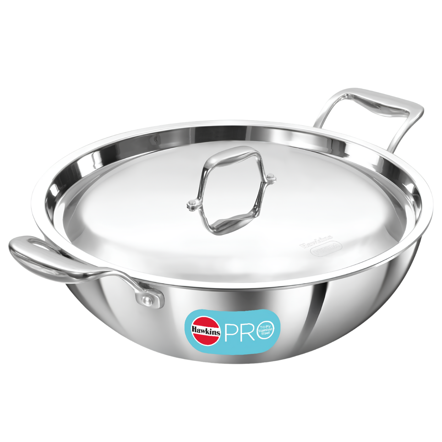 HAWKINS Pro Deep-Fry Pan | Triply Stainless Steel Kadhai with Steel Handles and Steel Lid | Silver