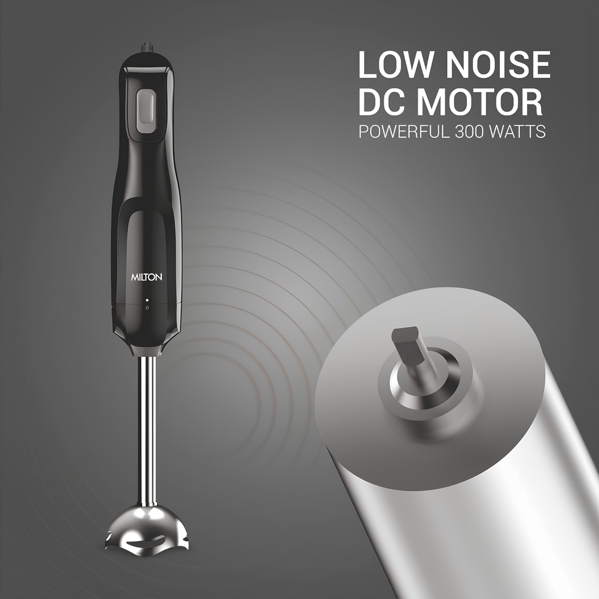 MILTON VorteQ Electric Hand Blender | Powerful 300W Low Noise DC Motor | Ideal for Smoothie, Shakes, Batter, Soups, Baby Food | 2-Year Warranty