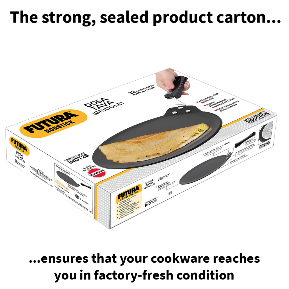 FUTURA Hawkins 28 cm Dosa Tava, Non Stick Flat Dosa Tawa, Gas, Induction Cooktop Compatible, (INDT28)