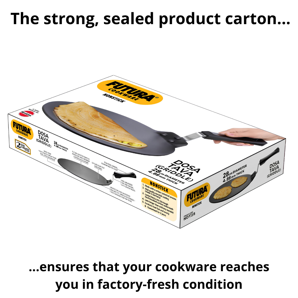 FUTURA By HAWKINS Nonstick Flat Dosa Tava | Thickness 4.88 mm | Black | NDT Series | Works on Domestic Gas, Halogen, Electric Cooktops