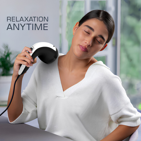 AGARO Atom Plus Electric Handheld Full Body Massager, 4 Massage Heads, Mesh Cover, Variable Speed Settings for Pain Relief and Relaxation, Back, Leg & Foot
