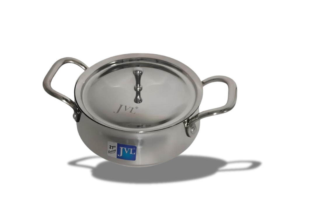 JVL Cookwell Premium Stainless Steel Heavy Gauge Mirror Finish (Cook-Store-Serve Pot) | CW-3P | 1700 ML | Induction Compatible