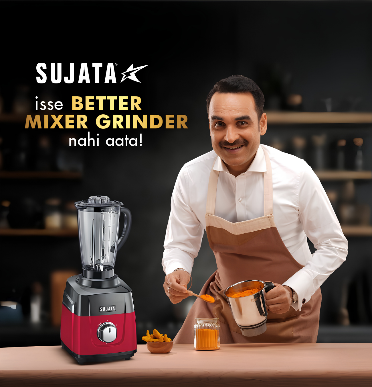SUJATA 1000 Watt Mixer Grinder, Black | New MG01 | 3 Jar