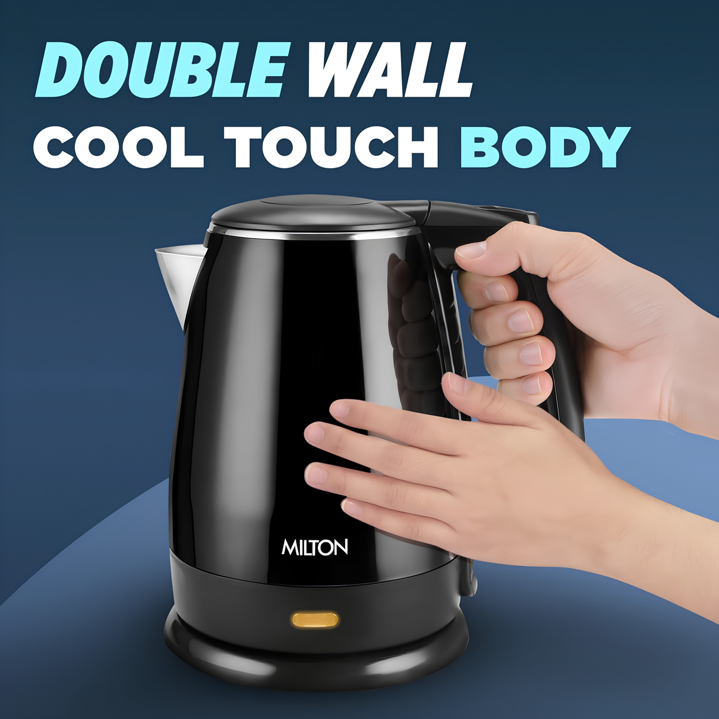 MILTON Riga Stainless Steel Electric Kettle 1.5L | 1500 W | Fast Boiling | Boil Dry Protection | Auto Cut-Off | Double Wall Body With Cool-touch Handle | 1 Year Warranty | Black