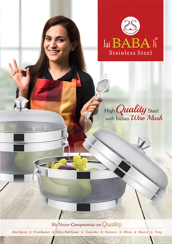 JAI BABA JI Fruits & Vegetables Basket | Stainless Steel Mesh | Draining Strainer | Mirror Polish | Dishwasher Safe