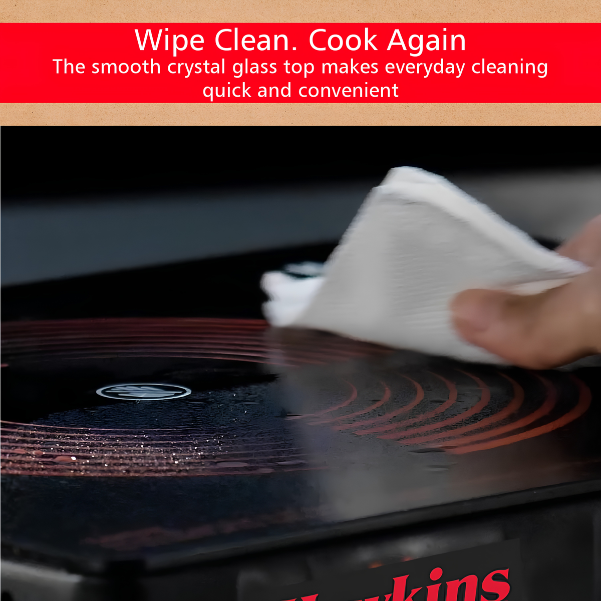 HAWKINS Infrared Cooktop 2200 W | Cook With Any Pot, Any Pan | Crystal Glass Top | Touch Controls with Rotary Knob | Black (HIR1)