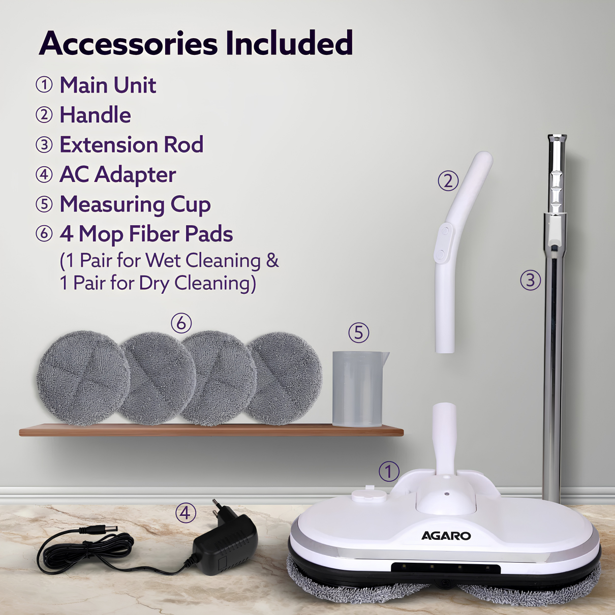 AGARO Regency Electric Spin Mop for Floor Cleaning, Floor Mopping, Automatic Wet Mopper, Cordless, Adjustable Handle, Water Sprayer, Lightweight, For Hardwood, Tile & Laminate Floors, Home, Kitchen & Office use