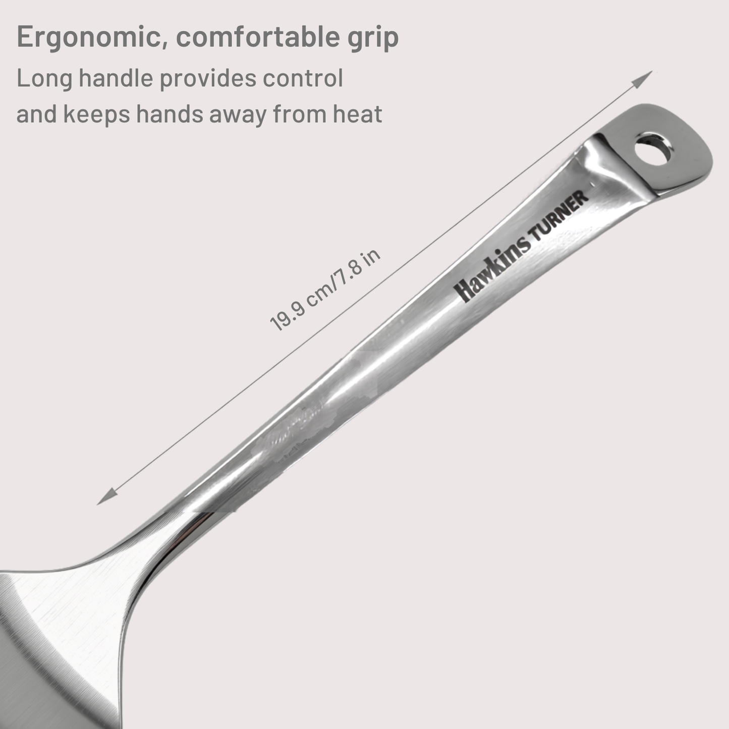 HAWKINS Food-grade Stainless Steel Turner for Dosa, Roti, Omlette, Paranthas, Pav Bhaji | Slotted Spatula, Ladle, Palta | Perfect for Flipping, Stirring, Stir-Frying, Draining (SSPTT)