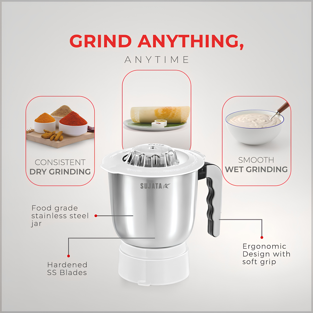SUJATA POWERMATIC MAXIMA The All-In-One Juicer Mixer Grinder | 3 Jars | 900 Watt