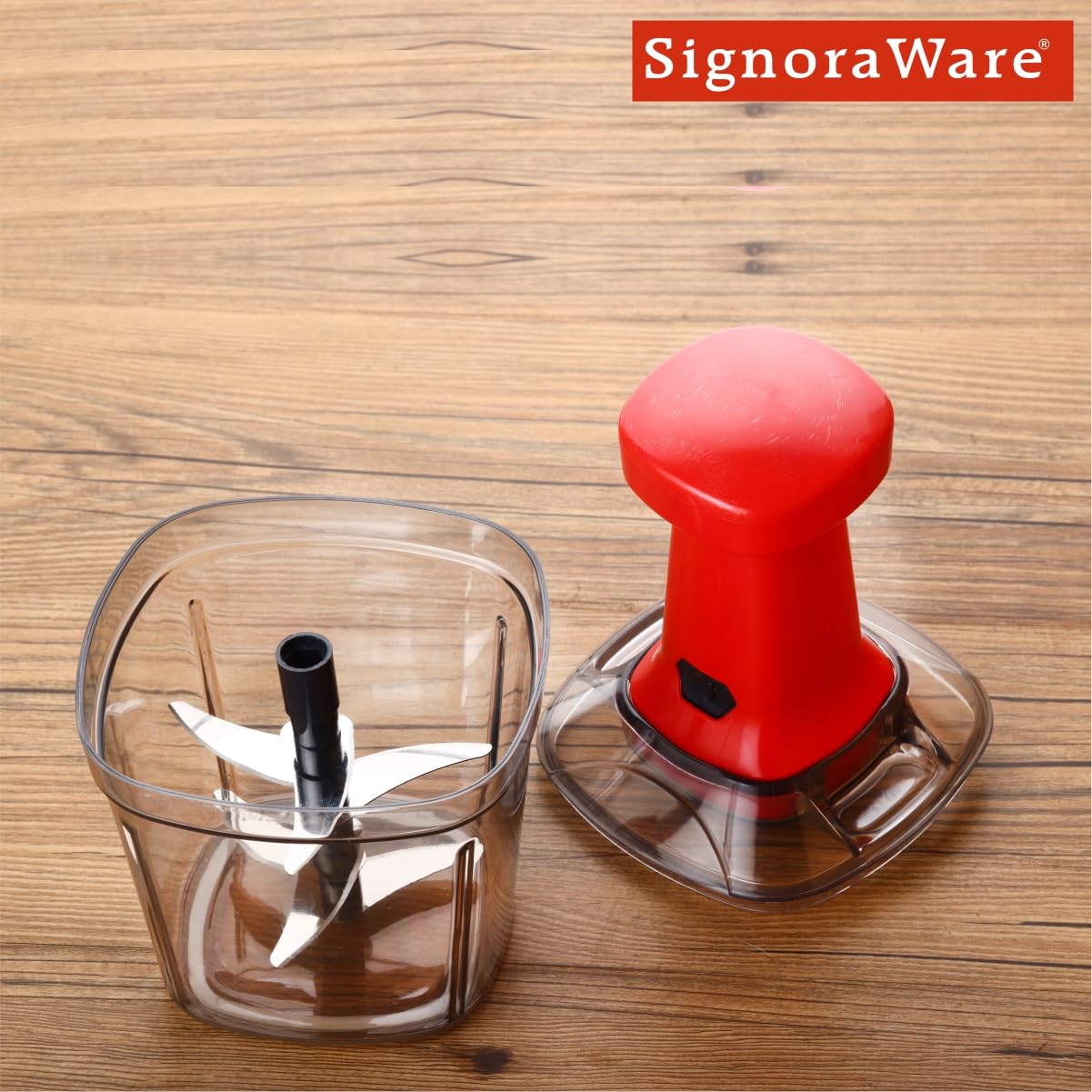SIGNORAWARE Thunder Chopper Big 1000 ML (6 Blade) | Hand Press Vegetable And Fruit Cutter Chopper Easy Push And Close Button