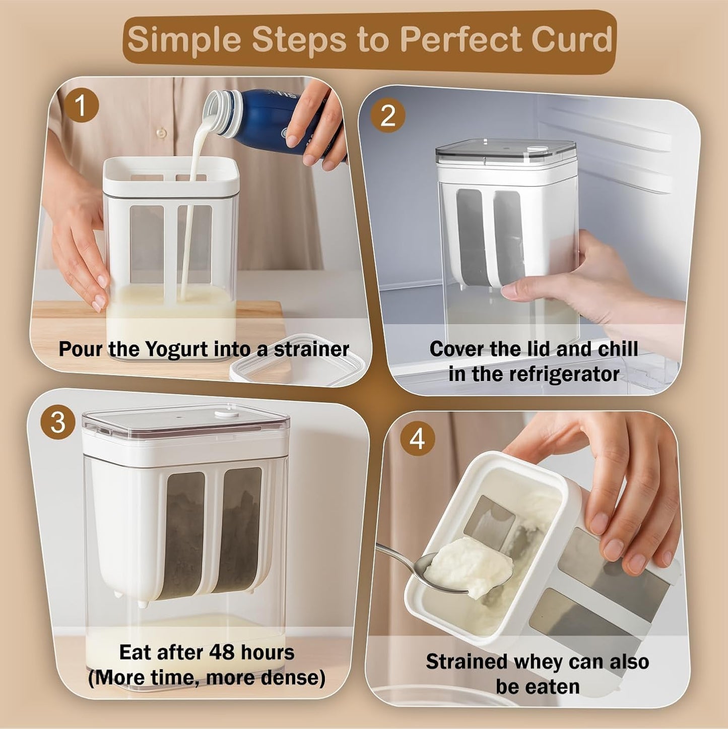 Yoghurt & Curd Filter | Perfect for Homemade Yogurt/Whey Separator/Curd/Cheese | 1100 ML