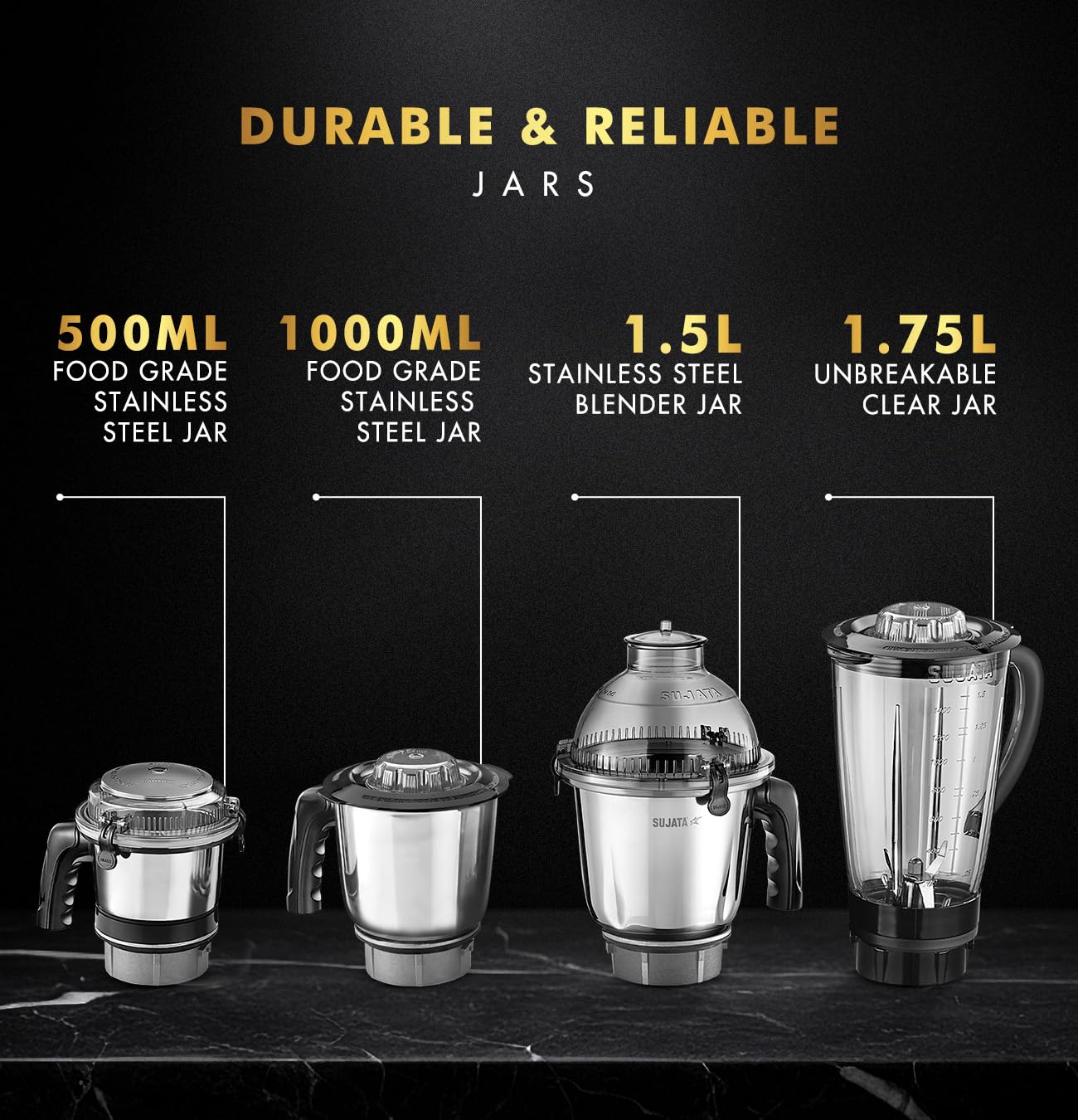 SUJATA MG03 The New Generation Mixer Grinder | 4 Jars | 1000 Watt