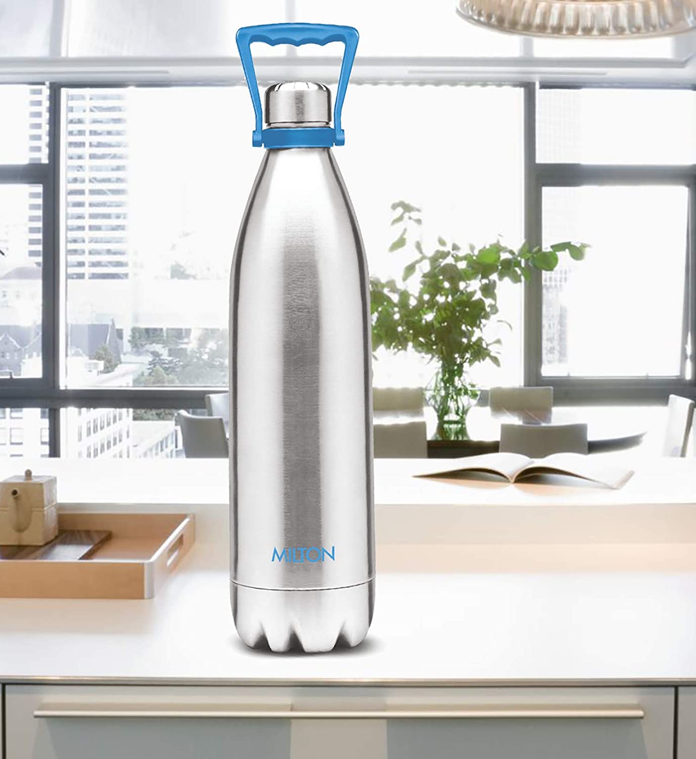 Milton Duo 2200 Thermosteel 24 Hours Hot and Cold Water Bottle with Handle, 2.02 Ltr | Leak Proof | - Premium Hot & Cold Steel Vacuum Bottles from Milton - Just Rs. 1899! Shop now at Surana Sons