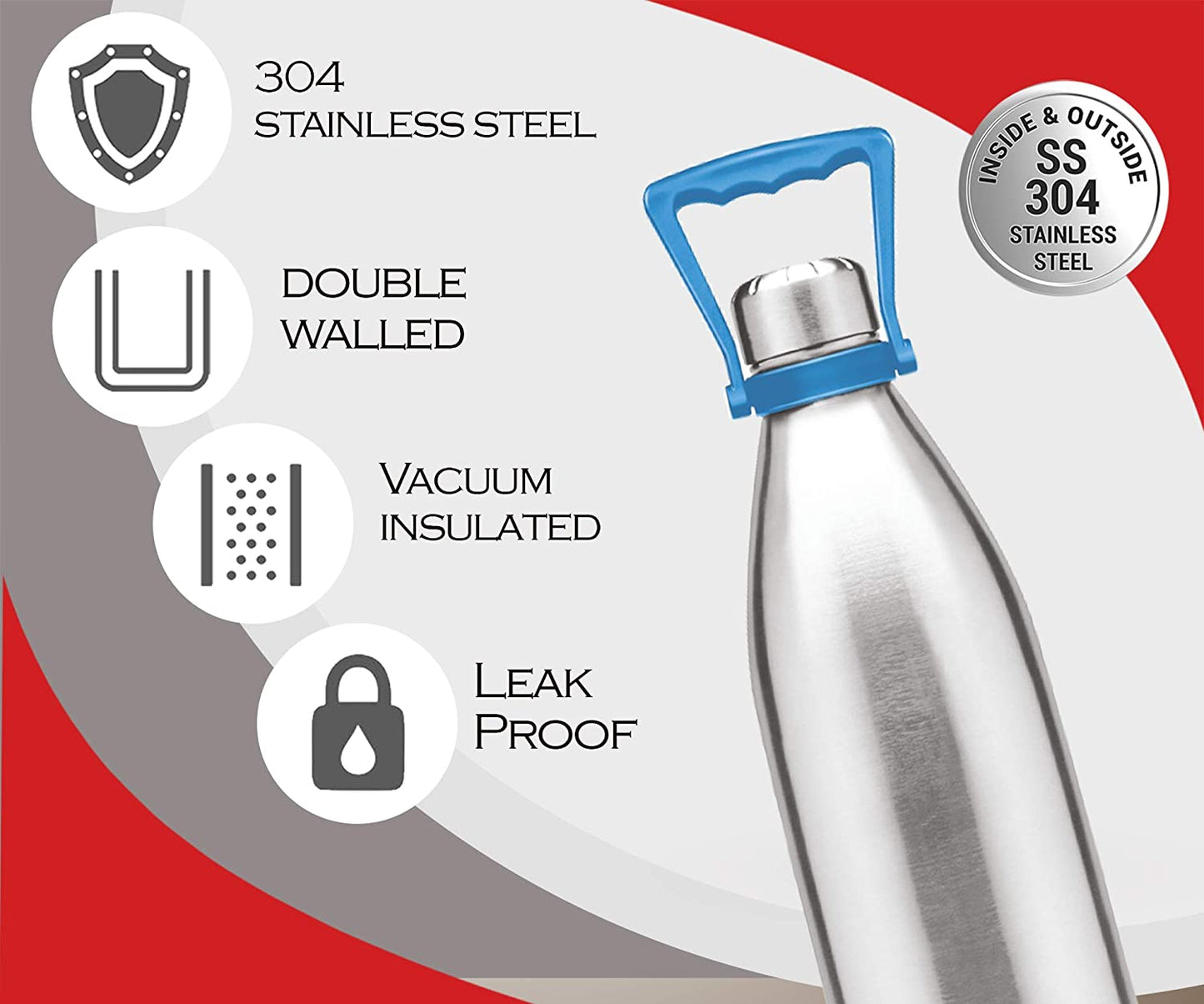 Milton Duo 2200 Thermosteel 24 Hours Hot and Cold Water Bottle with Handle, 2.02 Ltr | Leak Proof | - Premium Hot & Cold Steel Vacuum Bottles from Milton - Just Rs. 1899! Shop now at Surana Sons