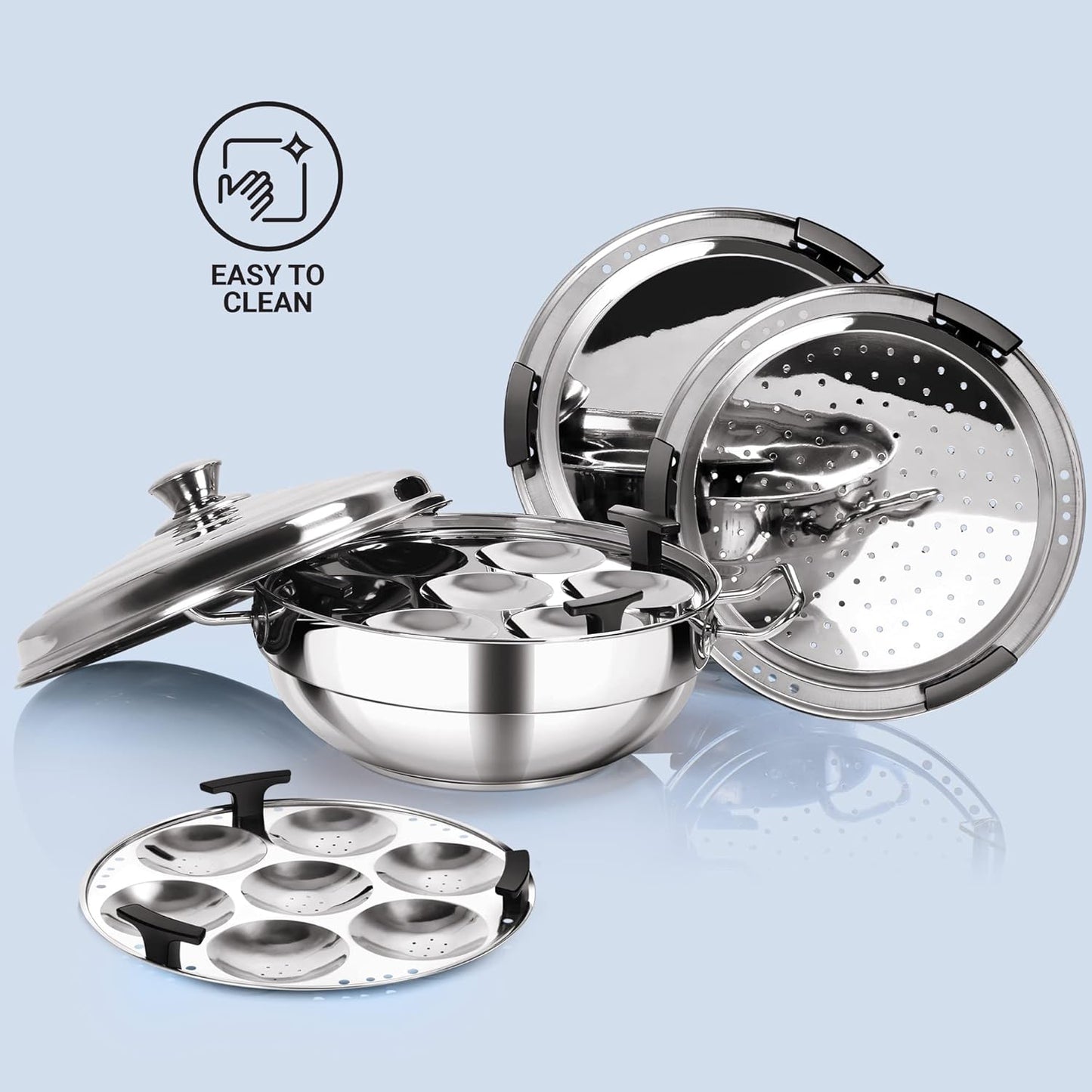 MILTON PROCOOK Multi Kadhai With Lid | Idli, Dhokla Maker, Steamer | Induction & Gas Friendly