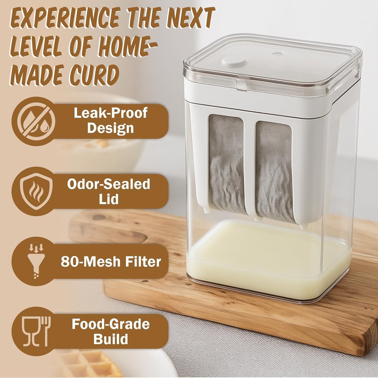 Yoghurt & Curd Filter | Perfect for Homemade Yogurt/Whey Separator/Curd/Cheese | 1100 ML