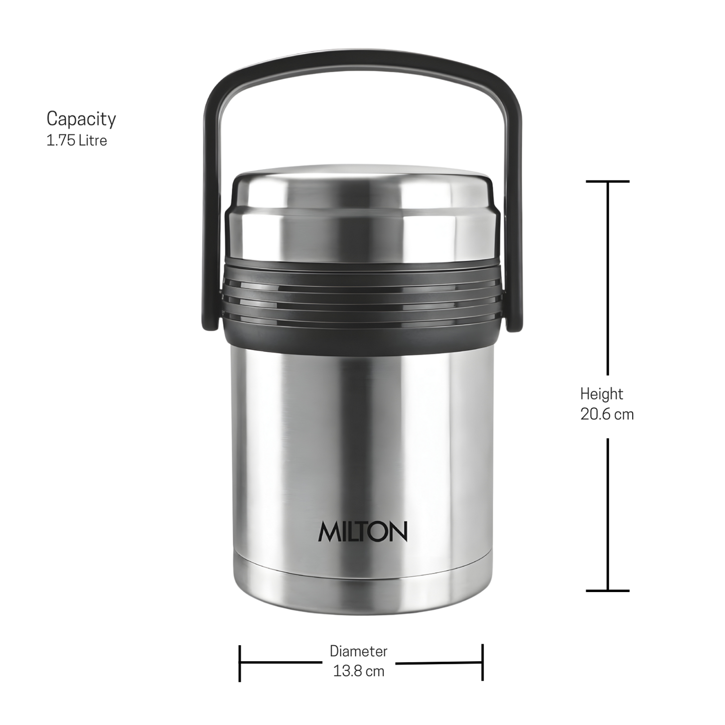 MILTON Galore Thermosteel Tiffin Set of 3 Containers, 370 ml Each | Carry Case | Easy to Carry | Hot & Cold | Rust Proof