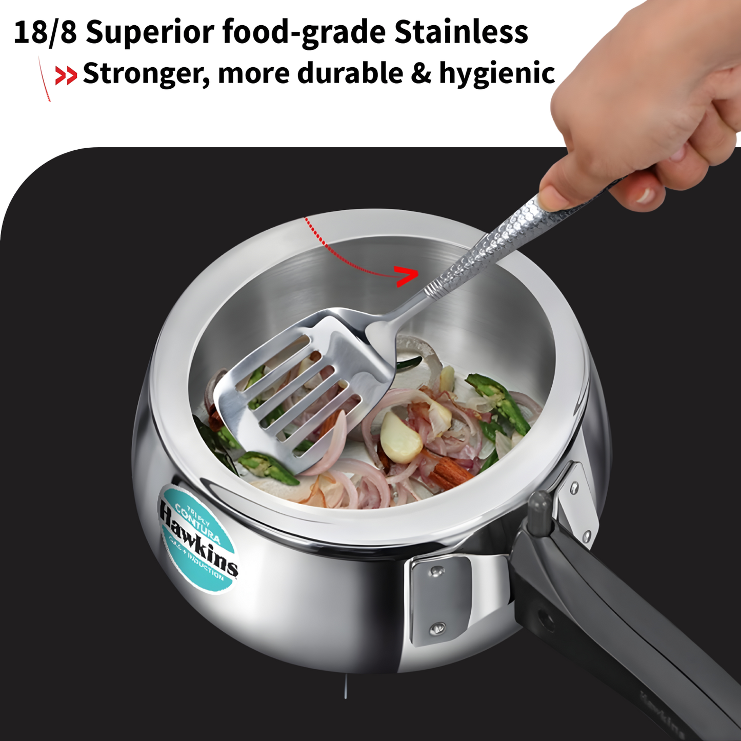 HAWKINS Contura Tri-Ply Stainless Steel 3.5 Litre (SSTCO35) |Induction Compatible