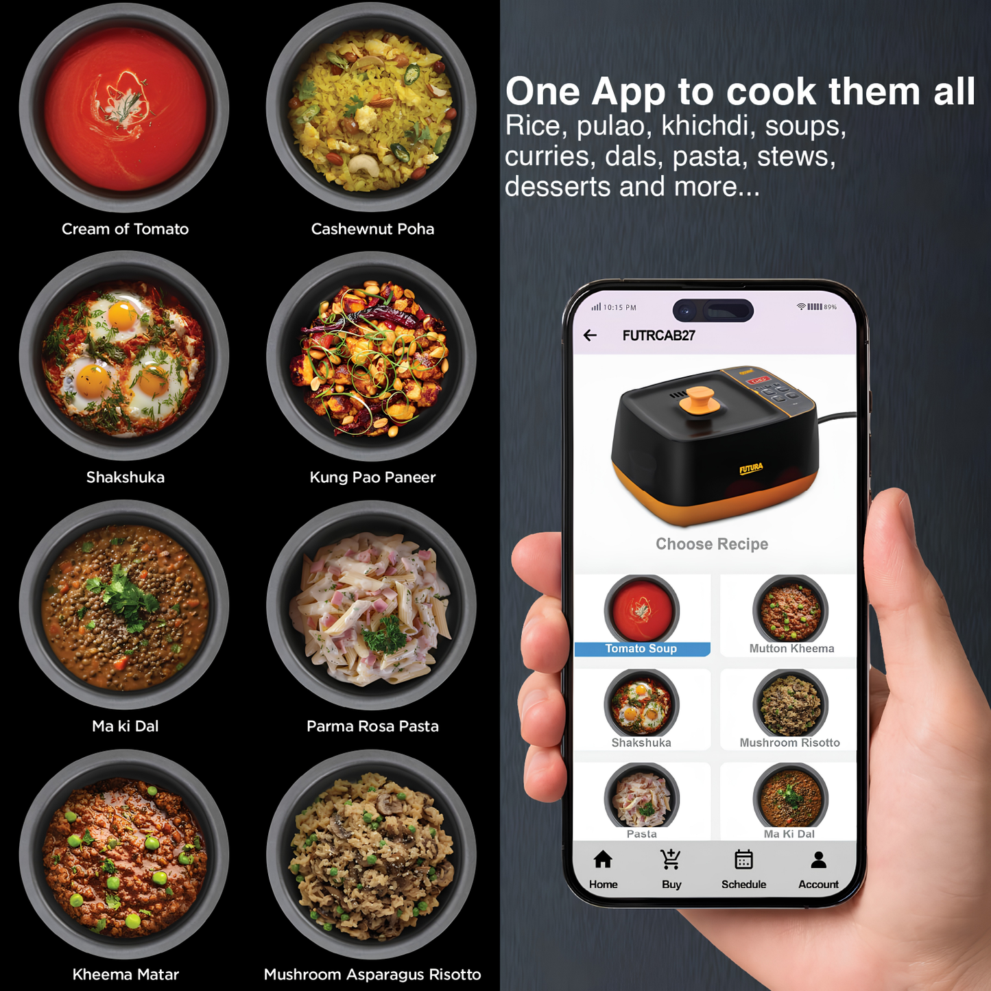 Hawkins Futura Smart Pot with Smart App, 2 Litre Smart Electric Cooker | Wi-Fi App Control | Automatic Rice Cooking | Slow Cooking, Sauté, Fry, Steam & Warm Functions | 100+ Guided Recipes | Portable Table-Top Cooker | Black (FSP1W)
