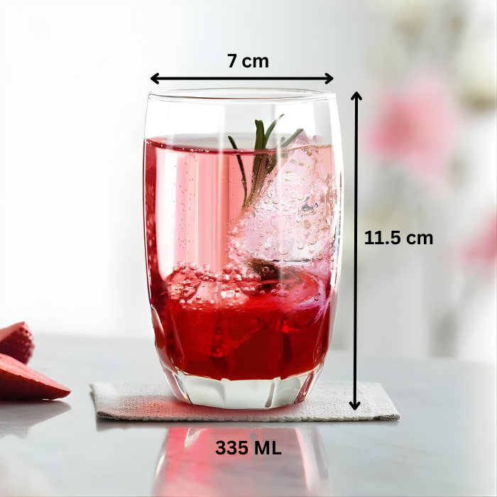 OCEAN Jubilee Hi Ball Glass Tumbler | 335 ML | Set of 6 | Clear & Transparent | Used to Serve Water, Juice, Soft Drink and Other Iced Beverages | Home Party, Offices, Hotel & Restaurant