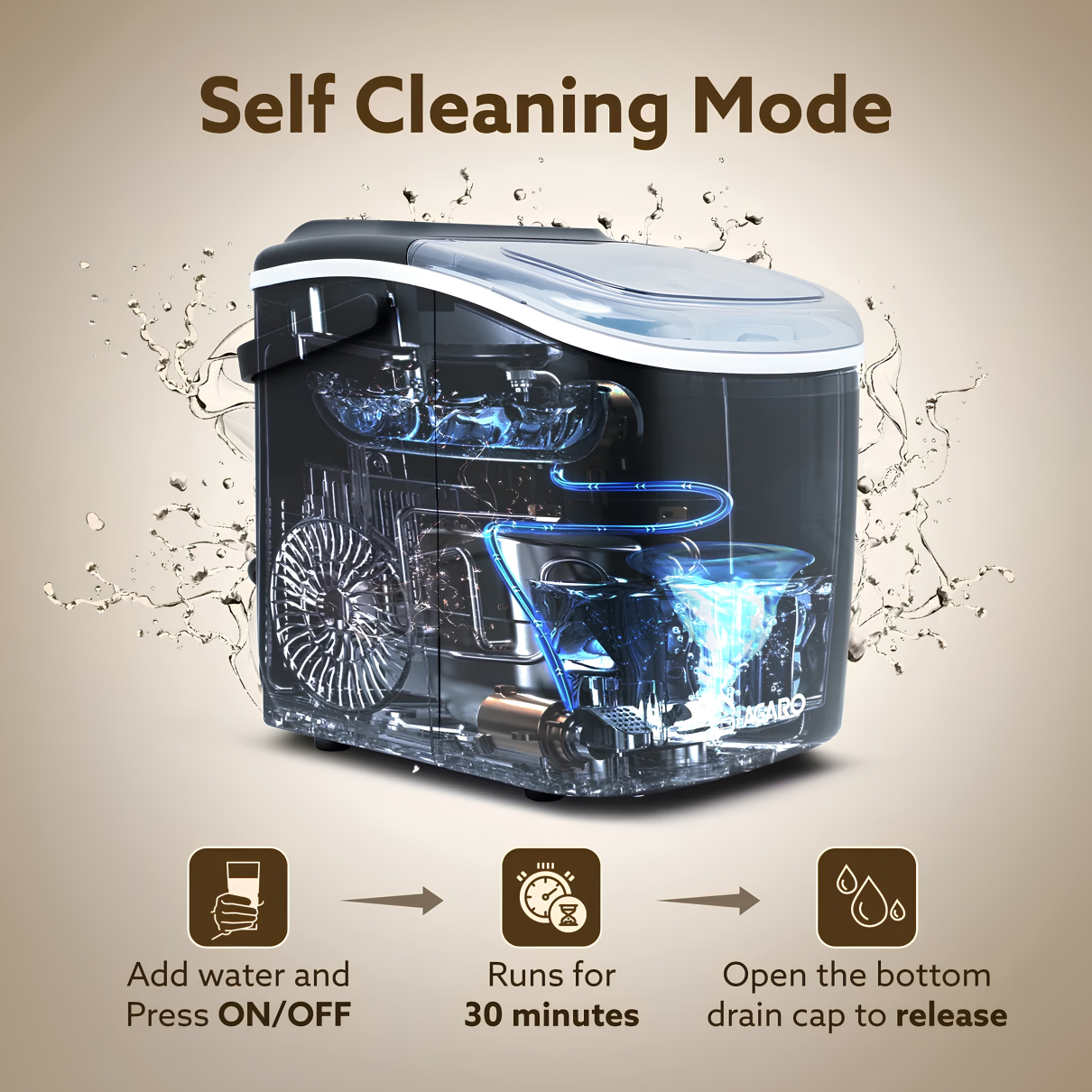 AGARO Marvel Ice Maker | Compact Ice Maker | 1.2 L water Tank | 9 Pcs bullet Ice Cube at a time | Plastic Body