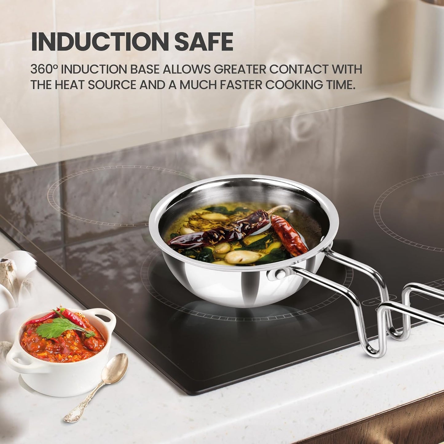 Milton Pro Cook Triply Stainless Steel/Hard Anodized Tadka Pan
