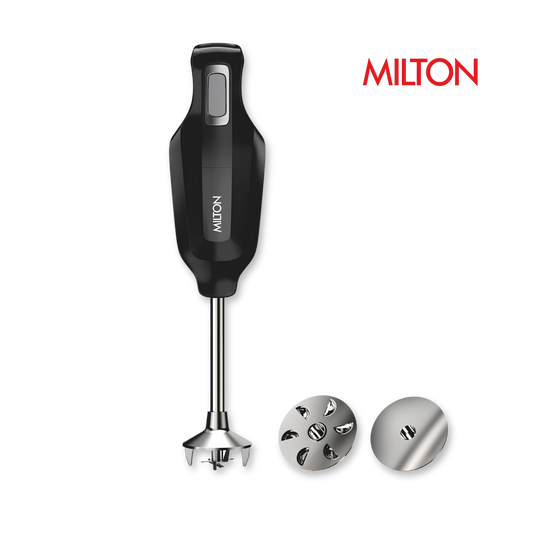 MILTON VorteQ Max Hand Blender | 225W Double Bearing Motor | 3 Detachable Stainless Steel Blades | Mincing, Whisking & Whipping | Wall Mount | ISI Certified | 2-Year Warranty | Black