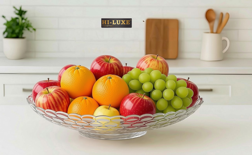 HILUXE Cassini Glass Fruit Bowl Plate for Dining Table | Classic Bubble Design | Dry Fruit Chocolate Tray Crystal Decoration Serving Bowl |Dessert Plate | For Home, Party, Restaurant, Hotels | Gifting