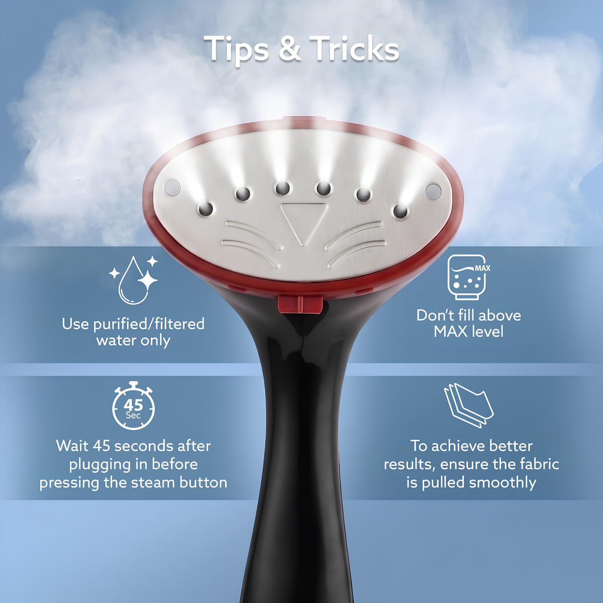 AGARO Elite Garment Steamer - 1500W Steamer for Ironing Clothes - 25g/min, 3 Steam Modes, 100 ml Tank, Compact & Lightweight, Travel Friendly, For All Fabric