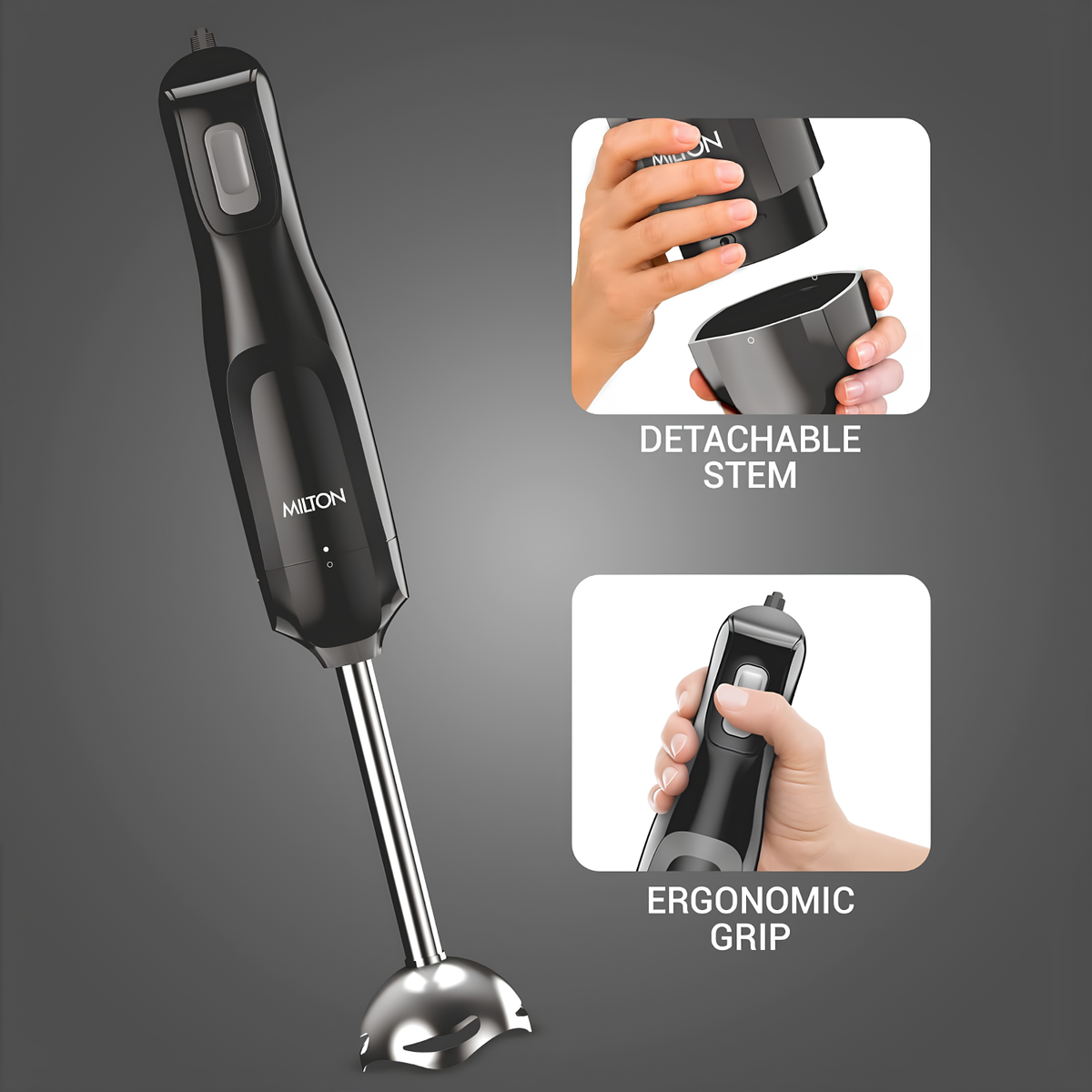 MILTON VorteQ Electric Hand Blender | Powerful 300W Low Noise DC Motor | Ideal for Smoothie, Shakes, Batter, Soups, Baby Food | 2-Year Warranty