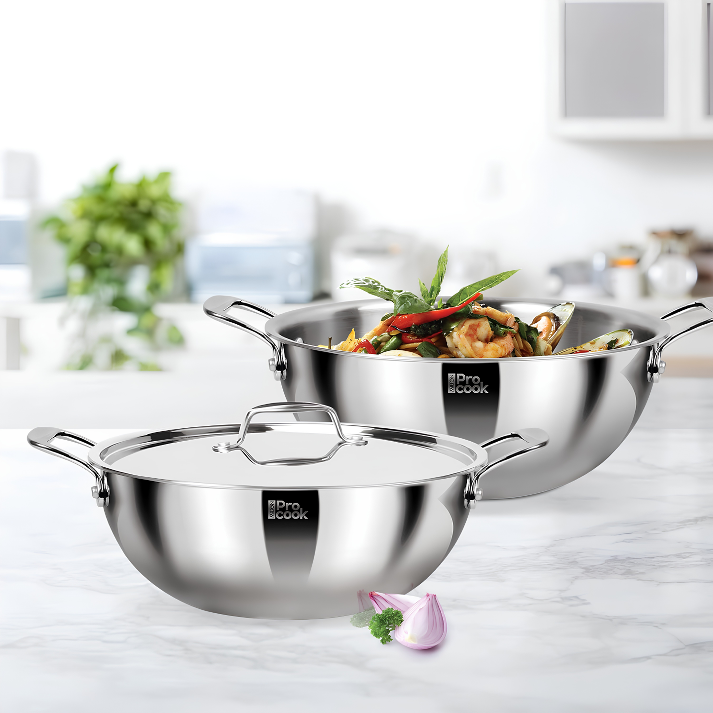 MILTON Pro cook Induction Cookware & Gas Stove Friendly Triply Stainless Steel Kadhai with SS Lid | Deep Fry Pan | 3-Layer Durable Construction | Sturdy Handle | 3 Year Warranty | Silver