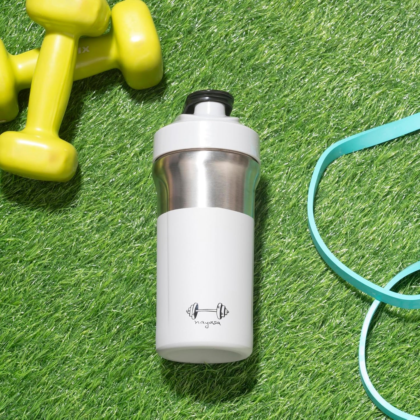 NAYASA Alloy Cross Fit Stainless Steel Gym Shaker Bottle | 900 ml | Leakproof & Durable