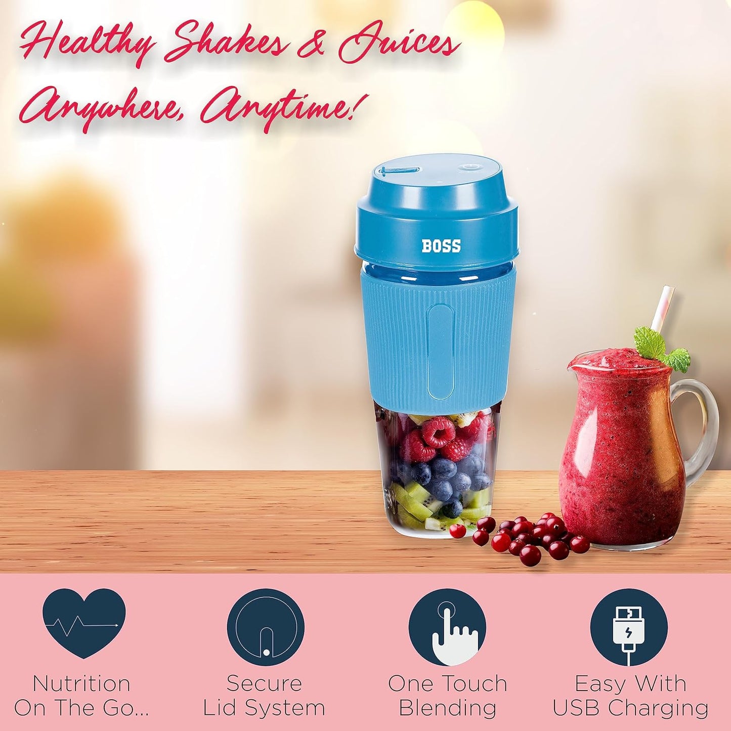 BOSS Rechargeable USB Bottle Blender | Nutrition on the Move