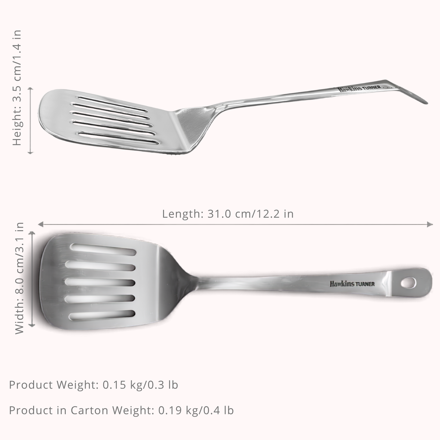 HAWKINS Food-grade Stainless Steel Turner for Dosa, Roti, Omlette, Paranthas, Pav Bhaji | Slotted Spatula, Ladle, Palta | Perfect for Flipping, Stirring, Stir-Frying, Draining (SSPTT)