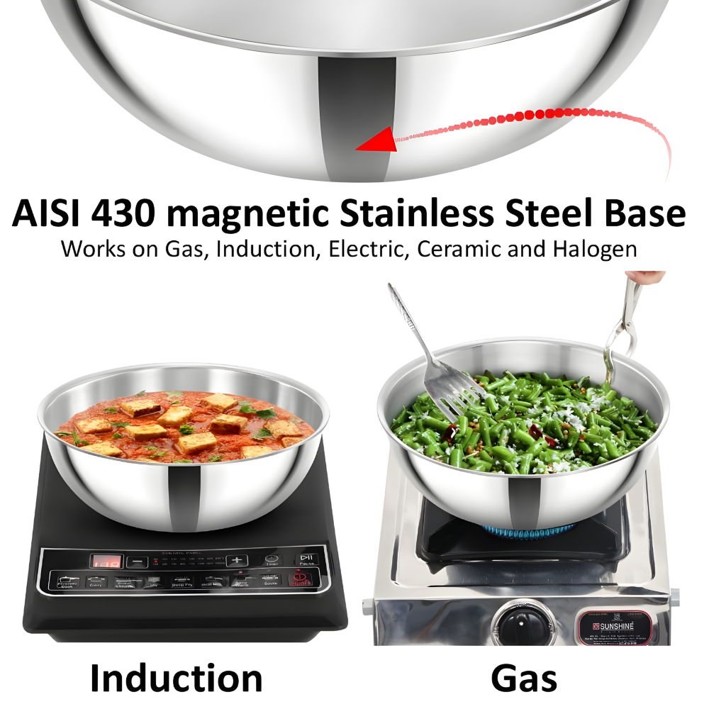 HAWKINS Induction Compatible SS Tri-ply Tasla (Kadhai)