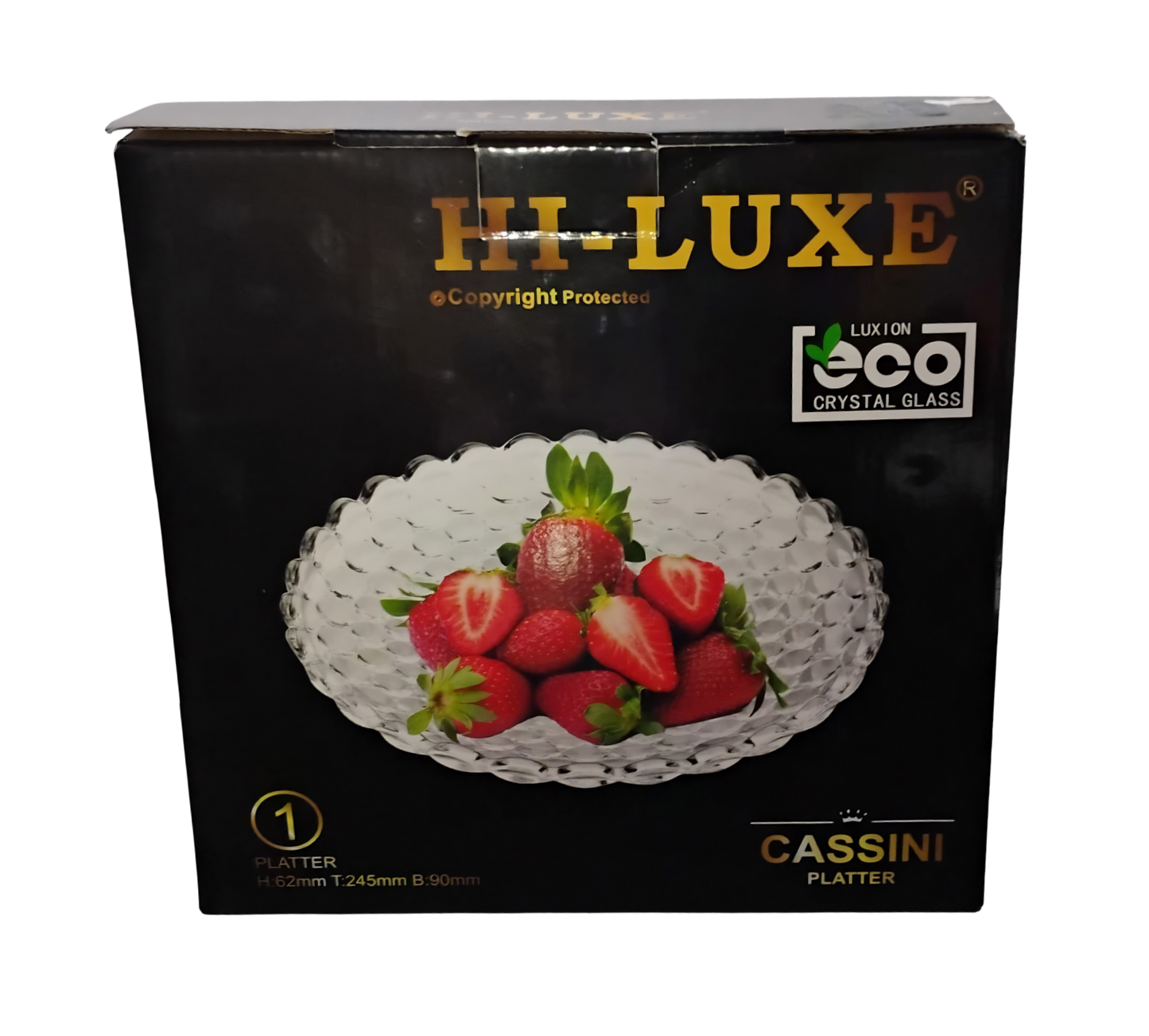HILUXE Cassini Glass Fruit Bowl Plate for Dining Table | Classic Bubble Design | Dry Fruit Chocolate Tray Crystal Decoration Serving Bowl |Dessert Plate | For Home, Party, Restaurant, Hotels | Gifting