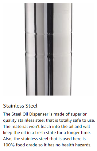 SignoraWare Easy Flow Stainless Steel Oil Dispenser Bottle with Lid and Cap | Air-Tight Spill-Proof | Food Grade Pourer | Drizzler | - Premium Oil Dispenser from Signoraware - Just Rs. 356! Shop now at Surana Sons