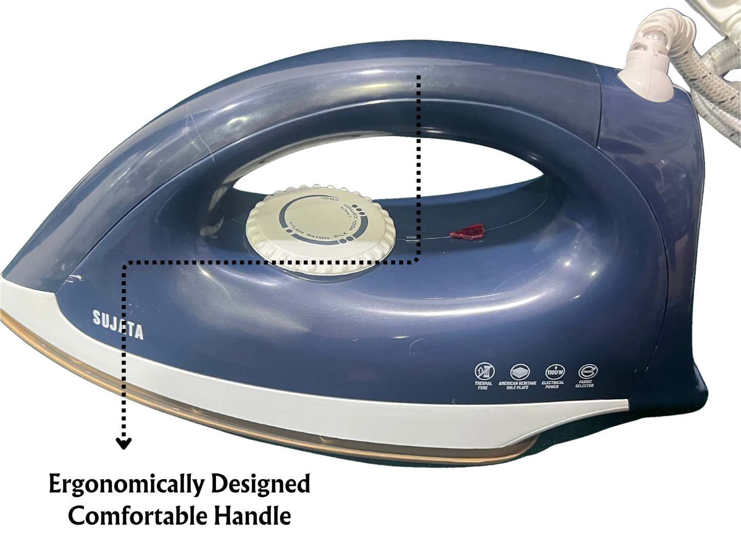 Sujata 1100 Watt Smooth Slide Light Weight Iron | Warranty 2 Years - Premium Dry Irons from Sujata - Just Rs. 599! Shop now at Surana Sons