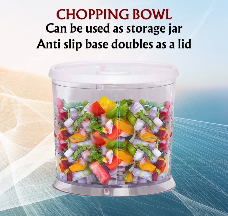 Borosil Chef Delite Electric Chopper for Kitchen, chop-n-store’ plastic bowl with lid, Vegetable Chopper, Cutter, Chop, Mince, Dice, Whisk, Blend - Premium Chopper from Borosil - Just Rs. 1650! Shop now at Surana Sons