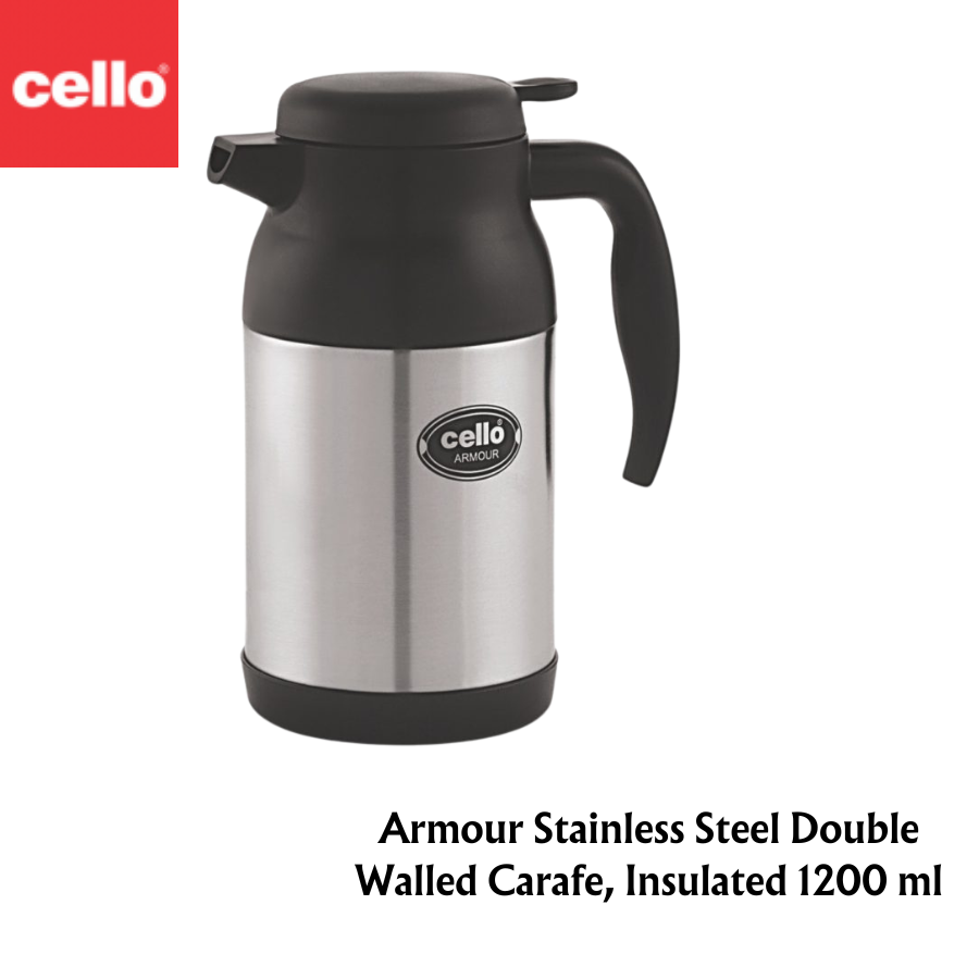 Cello Armour Stainless Steel, Double Walled, Vacusteel Carafe | Thermos | Hot & Cold - Premium Thermos from Cello - Just Rs. 1148! Shop now at Surana Sons