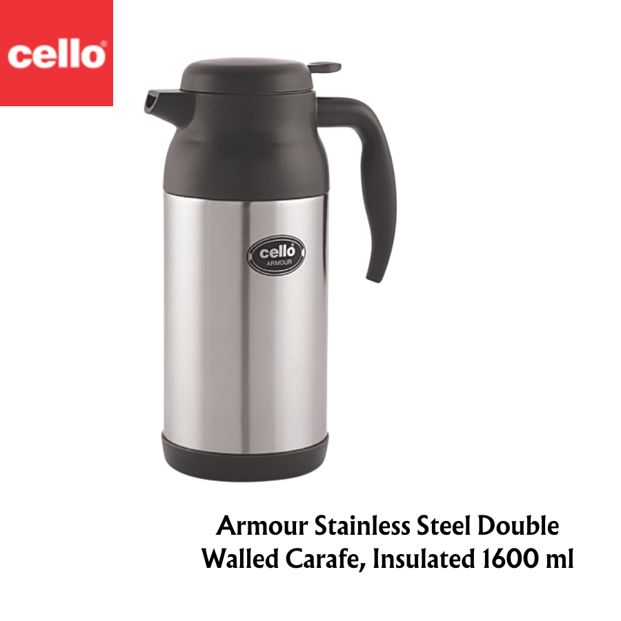 Cello Armour Stainless Steel, Double Walled, Vacusteel Carafe | Thermos | Hot & Cold - Premium Thermos from Cello - Just Rs. 1148! Shop now at Surana Sons