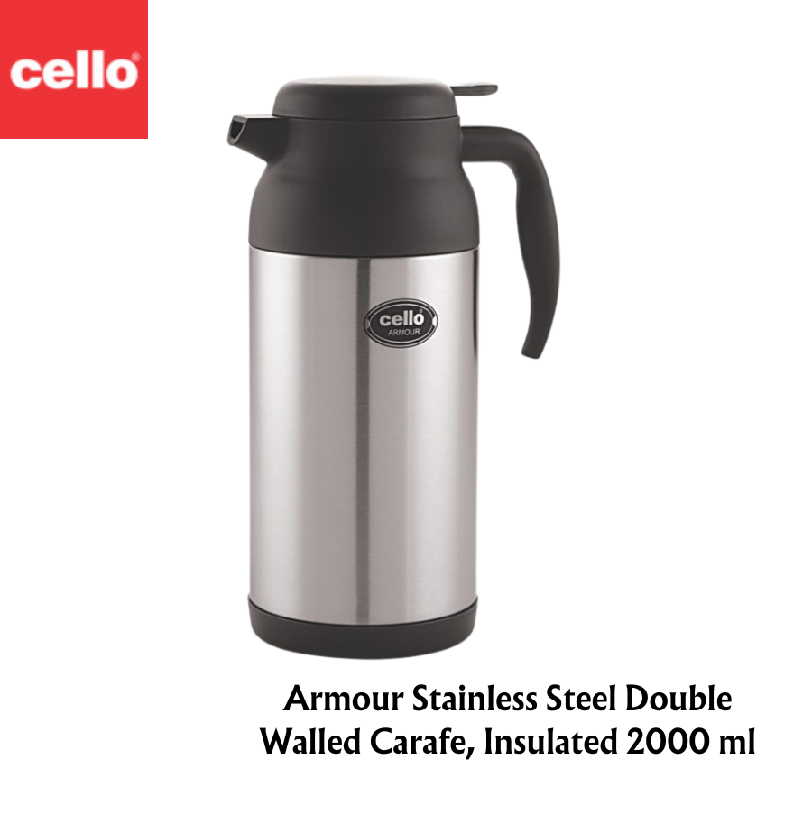 Cello Armour Stainless Steel, Double Walled, Vacusteel Carafe | Thermos | Hot & Cold - Premium Thermos from Cello - Just Rs. 1148! Shop now at Surana Sons