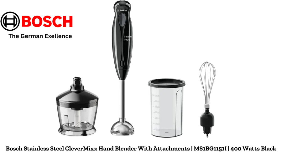 Bosch Stainless Steel CleverMixx Hand Blender With Attachments | MS1BG1151I | 400 Watts, Black - Premium Nutriblend Blenders from Bosch - Just Rs. 3490! Shop now at Surana Sons