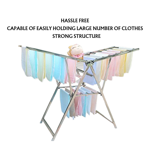 Priya Jupiter Heavy Duty Rust-Free Stainless Steel Foldable Cloth Drying Stand | Indoor/Outdoor/Balcony | Butterfly Model | Adjustable Fold Height - Premium Towel Stand from Priya - Just Rs. 5490! Shop now at Surana Sons
