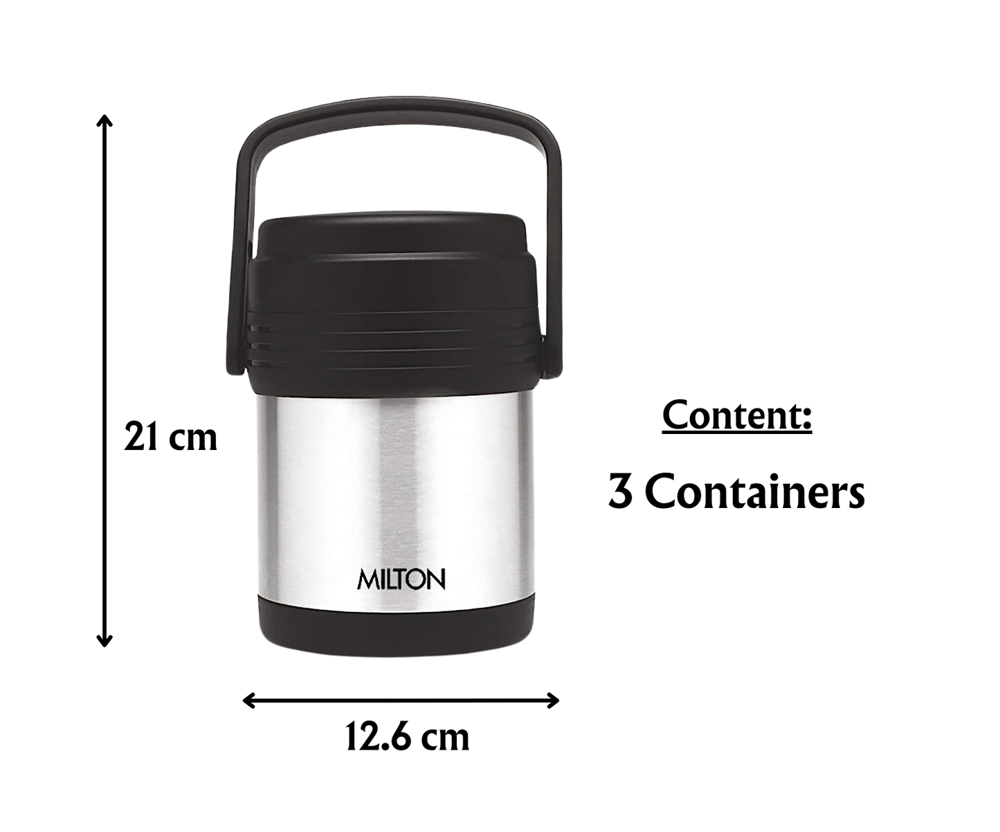 Milton Thermosteel Hot Meal 3 Lunch Box 3 Containers Vacuum