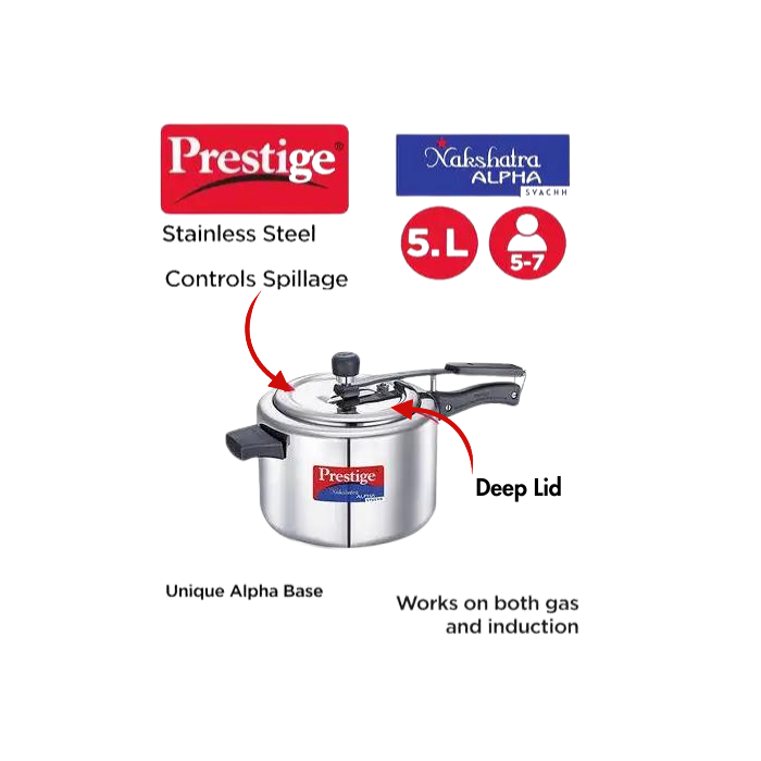 Prestige nakshatra alpha stainless steel 5 ltr hotsell