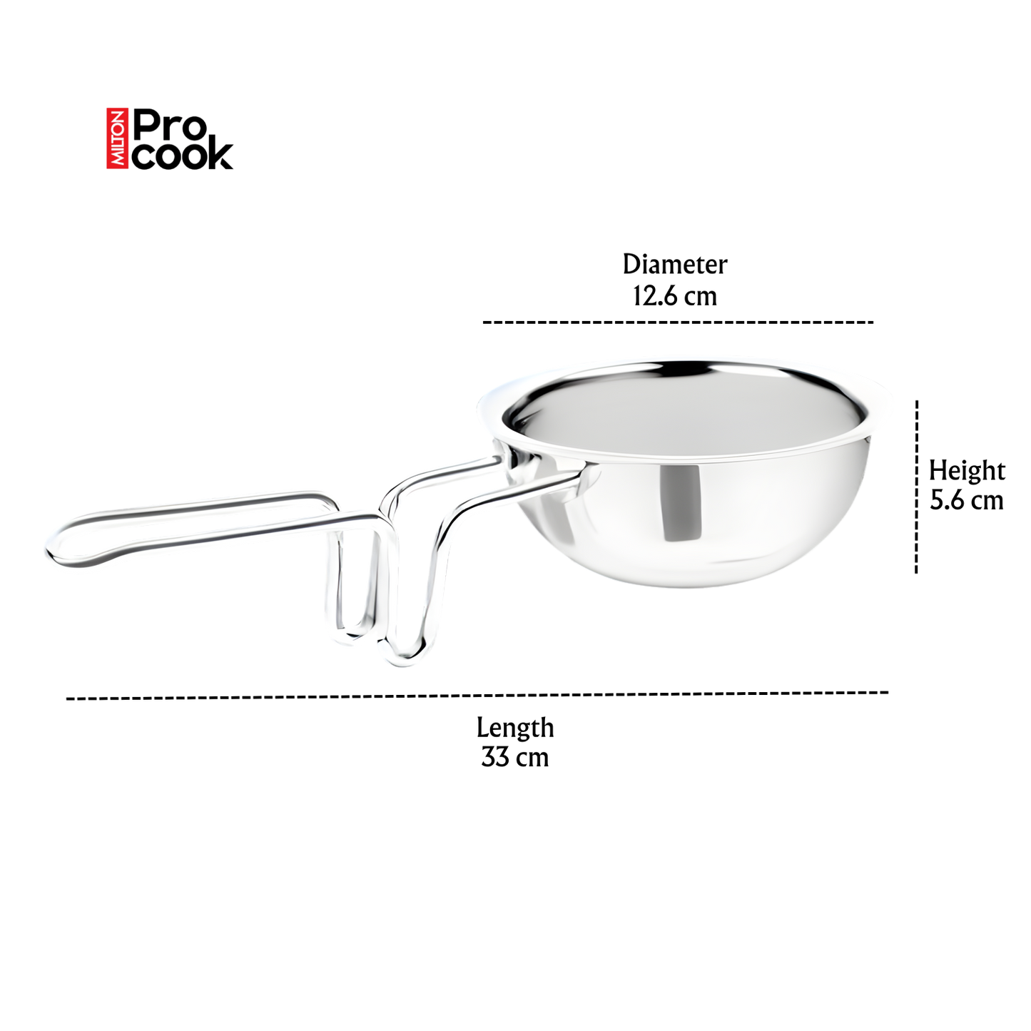 Milton Pro Cook Triply Stainless Steel/Hard Anodized Tadka Pan